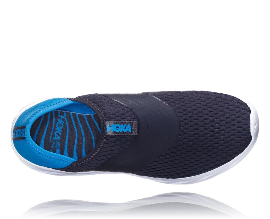 Hoka One One Ora Recovery Sandaler Herr - Marinblå/Vita - DAWBP-1428